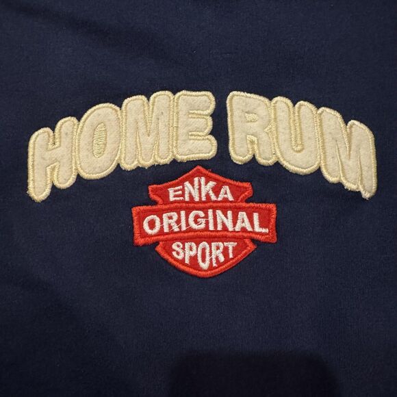 Vintage 90s Sport Sweatshirt Quarter Zip Fleece Mens 38 M Navy Red Made in USA - Picture 3 of 10